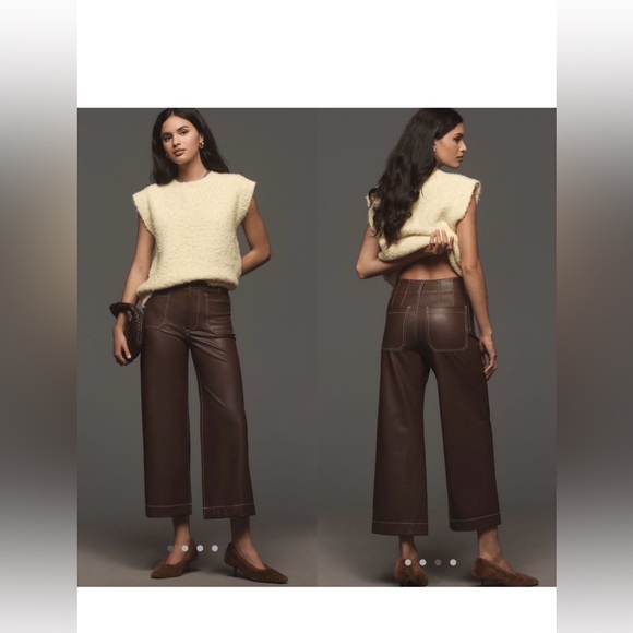 Maeve Pants - Anthropologie Maeve Collette Brown cropped Faux Leather Pants